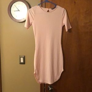 Qed London Pink Ribbed Dress Brand New Size 8
